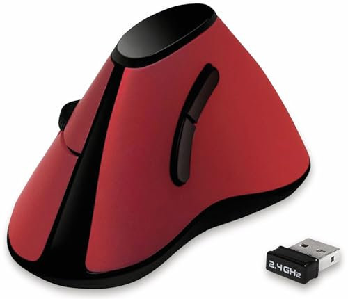 LogiLink ID0159 Souris Ergonomique sans Fil Radio Optique Noir, Rouge 5 Boutons 1200 dpi Ergonomique