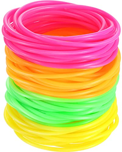 72 piezas pulseras de 80 años, pulseras de jalea de silicona, pulseras luminosas, bandas de goma para llenar bolsa de fiesta y accesorios de vestido de fantasía (una variedad de colores brillantes),