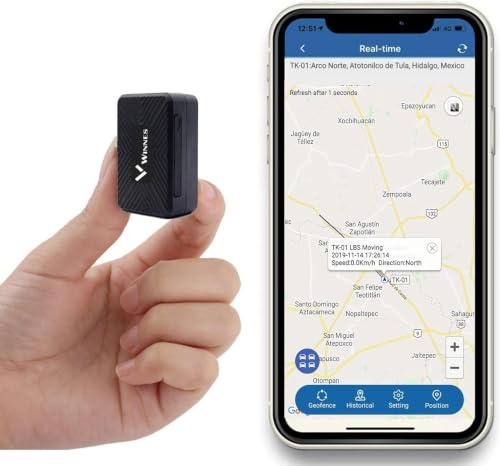Micro GPS Tracker Magnet Realtime Mini GPS Locator Real Time Satellite Portable Location Tracker 1500mAh Akku,Geo-Fence Alarm Kostenlose App für Kinder Motorrad Auto