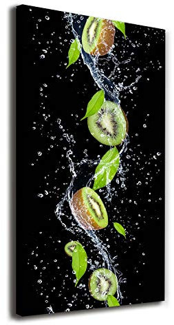 Tulup Leinwandbild - 50x100cm - Wandkunst - Drucke auf Leinwand - Leinwanddruck - Wohnzimmer Wanddekoration XXL - Wohnung Deko Kunstdrucke - Essen & Getränke - Grün - Kiwi