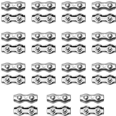 QWORK M3 Abrazadera doble para cable, Dúplex Clip de Cuerdas, acero inoxidable, 15PCS