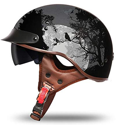 GAOZHE retrò Casco Scodella,Caschi Motorino Vintage Portatile Mezzi Caschi Jet, Casco Jet Moto Aperto Scooter ECE Omologato Donna Uomo con Visiera Parasole