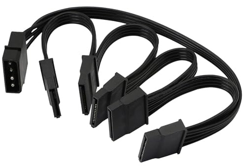 GELRHONR 4pin Molex to 15 Pin SATA Splitter Power Cable, LP4 to 5x15 Pin SATA Power Conversion Line Extension Y-Cable for Hard Disk