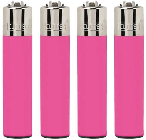 Clipper ® Feuerzeug Clipper Feuerzeuge Classic Rosa Flou Pink 4er Set + 1 x Dhobia Clipper