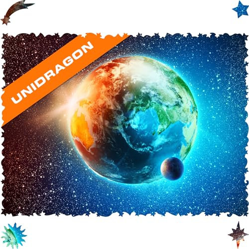 UNIDRAGON Original Wooden Jigsaw Puzzles - Space Planet Earth, 125 pcs, Small 9x6.2, Beautiful Gift Package, Unique Shape Best Gift for Adults and Kids