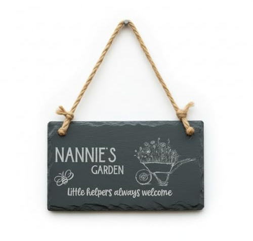 Personalised Garden Sign Engraved Sign Slate Stone Plaque Gift for Mothers Day, Fathers Day or Birthday
