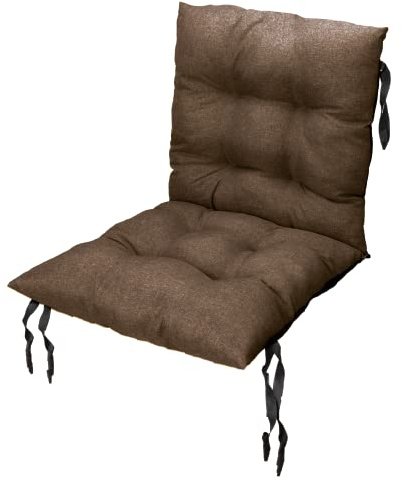 Grand Filippo Sitzkissen Gartenstuhl mit Rückenlehne 50 x 50 cm Braun - Beständig Gegen Schimmel und Feuchtigkeit - Handgefertigt Wasserdicht Sitzauflagen für Gartenstühle mit Befestigungsschnüre