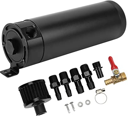 Keenso Serbatoio di Raccolta Olio, Serbatoio Universale a 2 Porte Serbatoio di Raccolta Dell'olio Separatore di Olio Kit (Nero)