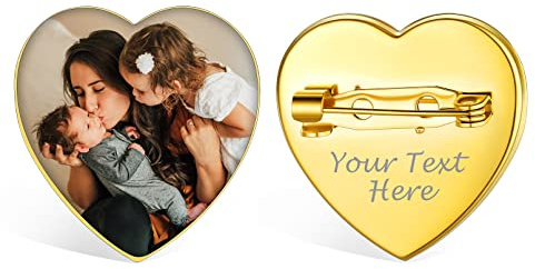 Custom4U Personalisierte Foto Brosche Edelstahl Memorial Broschen & Anstecknadeln für Damen Silber/Gold/Schwarz Anstecknadel Hochzeit Frauen Broschen Clips für Kleidung Modeschmuck Geschenk