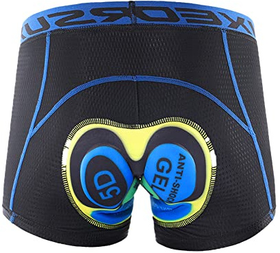 Cykelbyxor herr cykelbyxor med 5D gel sittdyna, snabbtorkande elastiska korta cykelbyxor herr cykelunderbyxor cykelshorts herr cykel underbyxor andas vadderade cykelbyxor, blå, L