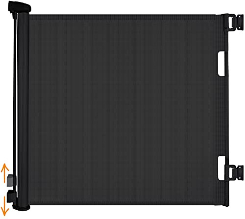 iMoebel Türschutzgitter Treppenschutzgitter Ausziehbar Breite 0-140cm Höhe 83cm, Rollgitter Absperrgitter Treppenschutzrollo für Baby Kinder Welpen, Schwarz
