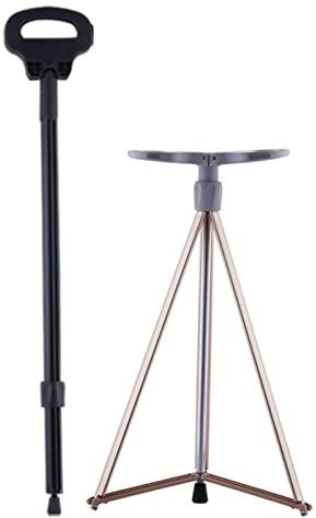 Sedile pieghevole per bastone, sedia per stampella regolabile in altezza con luce LED, sedile per bastone da passeggio in lega di alluminio antiscivolo, per anziani, disabili all'aperto, in attesa, in