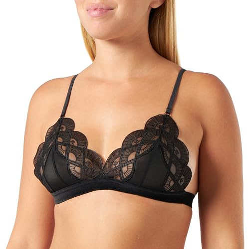 KARL LAGERFELD Dam Broderad Triangel-Bh Med Fläkt, Svart, M