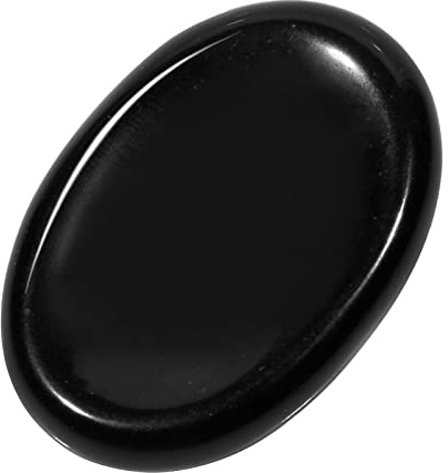 KYEYGWO 2 Pièces Obsidienne Reiki Cristal de Soucis Pierre Pour la Décompression de Charme de La Main, Pierres de poche ovales Pierres de massage pour la méditation et le yoga