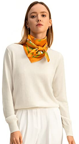 LilySilk Basic Pullover Pullover für Frauen 100% Baby Kaschmir, Weiches, Hautfreundliches Cropped Rundhalspullover Top mit regulärer Passform für den Frühling Herbst(Elfenbein,L)