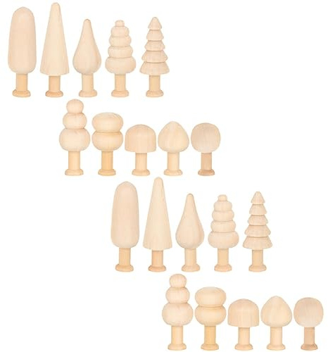 Toyvian Spielspielzeug 20 Stück Mini-holzbäume Zum Bemalen Basteln Jungen- und Mädchenspielzeug Osterdeko Bastelbedarf