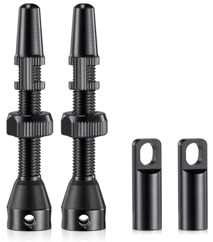HZJD 2PCS Tubeless Valves, Black, Alloy Presta Valve Stem, Integrated Core Removal Tool(44 mm)