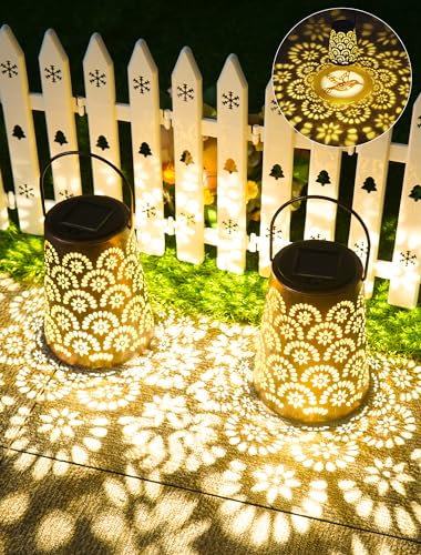Lanterna solare per esterni, 2 pezzi, lampada solare per esterni, IP65, impermeabile, in metallo, per decorazione giardino, terrazza, patio, albero, campeggio, prato, cortile