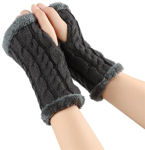 Fulidngzg Thermo Handschuhe Damen Y2K Schwarz Fingerlose Pulswärmer Teenager Mädchen Winter Fäustlinge Winterhandschuhe Touchscreen Wolle Handstulpen Armstulpen