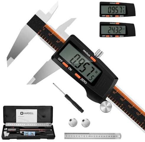 HARDELL Digitaler Messschieber 150mm mit großem LCD-Bildschirm, Messwerkzeug mit Automatischer Abschaltfunktion, mm/inch Umwandlung,Schieblehre Digital Edelstahl für Juweliere/Holzarbeiter/Heimwerker