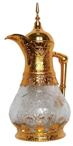 harayaa Arabic Style Coffee Pot Juice Tea Kettle Thermal Jug Flasks Home Lightweight 1600ml Tea Pot Thermal Coffee Pot for Festival, Gold