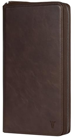 TORRO Family Travel Wallet – Premium Leather Travel Organiser/Family Passport Holder Travel Wallet for 4 Passports (Dark Brown)