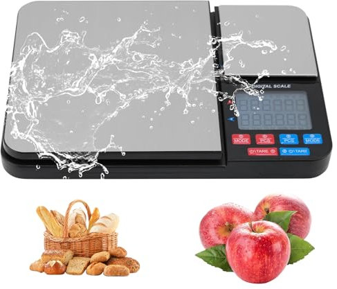 YUNYODA Báscula de cocina digital con doble plataforma, 10 kg, 1 kg, 500 G-0,01 G, báscula de cocina con pantalla LCD, báscula USB automática y báscula digital Tara, báscula de cartas, para cocina,