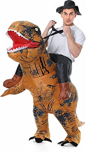 XAMOFAN Costume T rex Deguisement Gonflable Dinosaure Adulte Costume Dinosaure Divertisseur Gonflable Deguisement (Brown)