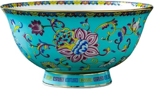 OTENG Porzellan im Hofstil Pastell-Porzellanschale, Porzellan-Reisschale im chinesischen antiken Palaststil, 15,5 cm, 6,1 Zoll, chinesische Emaille-Farbe, hohes Aussehen, hohe Fuß-Phnom-Penh-Schüssel