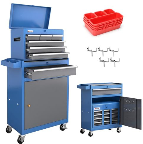 AIRAJ 7-Drawer Tool Cabinets & Tool Chests,40'' Large Rolling Tool Chest with Lock，2 in 1 Lockable Metal Tool Box with Removable Top Cabinet