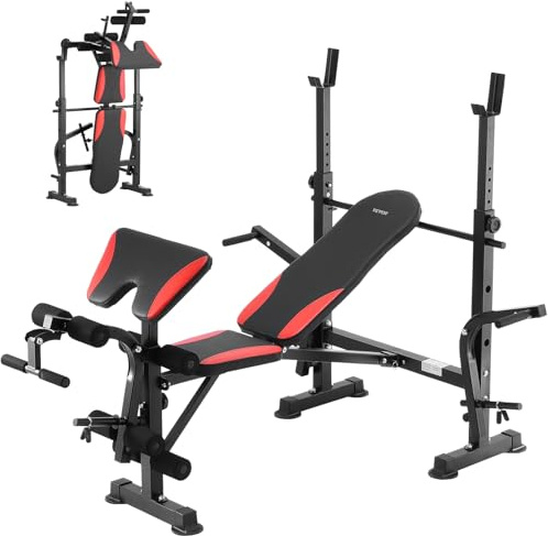 VEVOR Set di Panche per Pesi, Panca per Allenamento Regolabile 299,3 kg, Panca per Esercizi Sit Up per Allenamento Completo Corpo in Palestra Casa, Panca Piana con Piegatura Regolazione Rapida