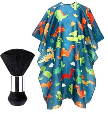 Weenwill Friseurumhang Kinder,Cartoon Weltall Personalisierte Friseurumhang Professioneller Kinder Umhang Haarschneideumhang Verstellbarer Friseur Umhang und Nackenstaubbürste für Kinders