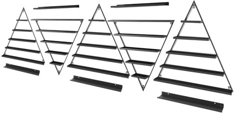 CAIYGG Dreieckiges Präsentationsregal 10 Stück Nagellackregal Wandregal Nagelllack Ständer aus Metall zur Wandmontage Kosmetik Vitrinen für Home Spa Nagelstudio Shop (Schwarz)