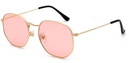 Hviomru Retro Polygon Sonnenbrille Herren Damen Vintage Quadrat Mode Sechseck Brille
