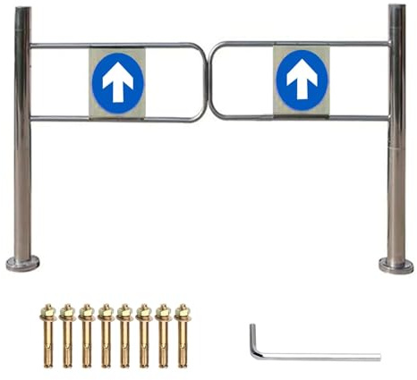 Supermarket Entrance Safety Gate, Entrance Swing Gate Transfer Gate Door with Screws, 90° Opening Stainless Steel Entrance and Exit Device(100x100cm(39x39in))