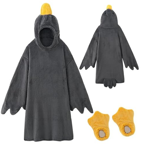 SHUOJIA Coperta indossabile Big White Goose, Divertente Felpa con Cappuccio per Coppie, Tuta Spessa in Flanella, Sacco a Pelo Gigante, Costume Cosplay, Pigiama Invernale Caldo