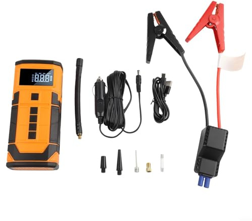 Démarreur de voiture 8000 mAh avec compresseur d'air 12 V Batterie Booster Pack Portable Power Bank avec lumière LED 150 PSI Gonfleur de pneu Type-C Charge