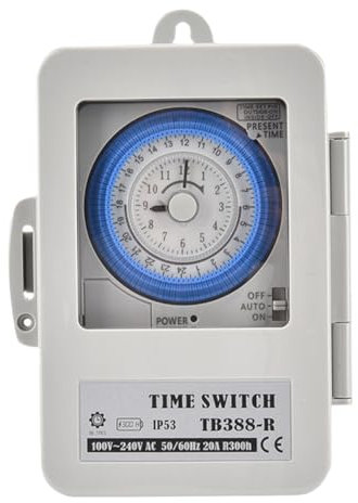 Huudngeje IP53 Boîte de Commutation de Minuterie Mécanique IP53 TB388R 24 Heures Programmable AC100-240V 15 Min Intervalle Minute