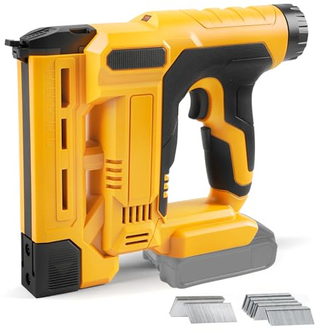 Cordless Brad Nailer Compatible with Dewalt 20V Max Battery, 2 in 1 Electric Nail Gun Stapler Nailer with 1000 Nails and 1000 Staples for Carpentry Upholstery (Without Battery)