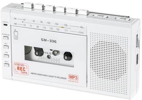 Portable Cassette Tape Player to Digital Converter via USB/SD Card, Record to Cassette/U Disk/SD Card via Mic, Power by AC or AA Battery, Portable Cassette Recorder with Speaker and Headphone Jack