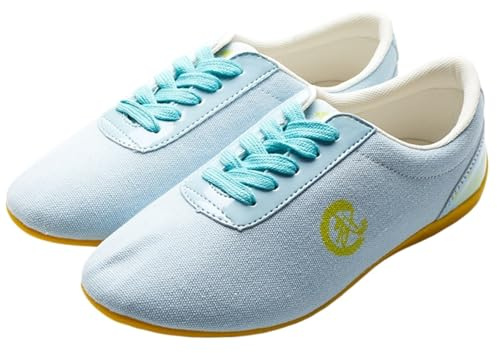 SXTYYH Kung Fu Tai Chi-Skor for Kvinnor Och Män Kanvas Kampsportskor Med Halkfri Sula, for Inomhus- Och Utomhusträning Barfota-Känsla(Blue,36 EU)