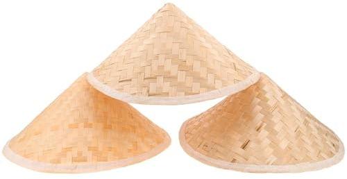 Toddmomy 3 St Barns Bambuhattar Kostym Orientalisk Cosplay Kepsar Handgjorda Stråhattar Målade Stråvävda Hattar Traditionell Konhatt Konisk Hatt Gör-Det-Själv Bondhatt Cosplay Tillbehör