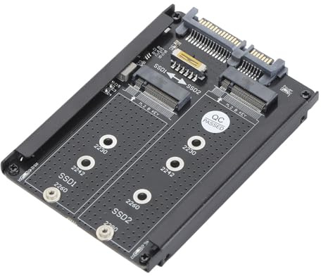 VBESTLIFE Doppia Scheda SSD NGFF B Key M.2, 6 Gbps, SATA III M.2 SSD a 2,5 Pollici SATA Combo HDD Disk Drive Enclosure per 2230 2242 2260