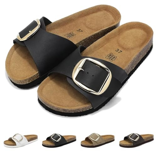 Wizshoe Sandales et Mules pour Femmes Claquettes Femme Été Noir 37EU