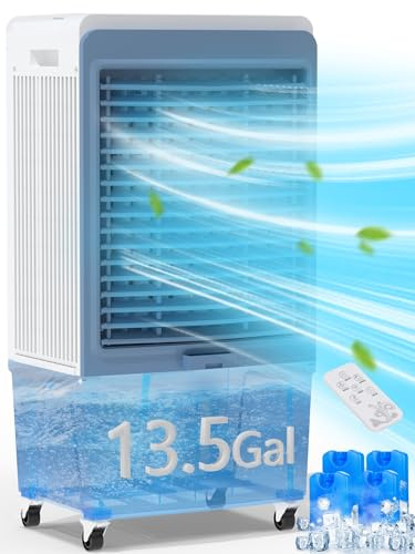 Uthfy 6000 CFM Swamp Cooler Air Conditioner, Outdoor Evaporative Air Cooler with 13.5 Gal Water Tank, Remote, 120° Oscillation, 12H Timer, 47 Portable AC with Copper Motor for Patio, Garage