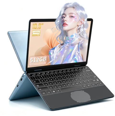 PC convertible 2 en 1 Touchscreen 11.6 FHD IPS, procesador N150 12ª Gen, 16GB RAM, 512 SSD rápido, rotación 360°, diseño ultraligero, funda teclado italiana y teclado retroiluminado (16+512)