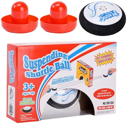 Airs Hockey Hover Puck, Jeu de Hockey sur Table avec 2 Poussoirs Rouges, Set de Table de Air Hockey Portable Palet de Air Hockey Hover Puck