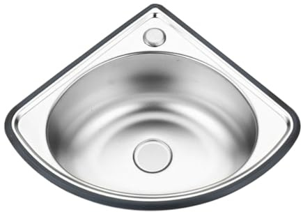 Lavabo angolare in acciaio inox 304, 34 x 34 x 15 cm, piccolo lavabo da parete per camper, barca, bagno, cucina, compatto Lavabo & Lavamani per soluzioni salvaspazio