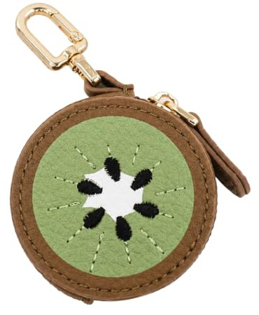 Floruvia Mini Kiwi Coin Purse Keychain, Leather Wallet Bag Charm for Handbag and Keys, Gift for Girls and Women