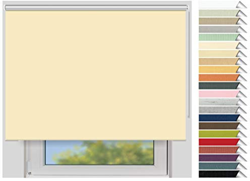 EFIXS Thermorollo Maxi - 32 mm Welle - Breiten: 60-240 cm - Höhen bis 240 cm - Hier: 220 cm x 190 cm (Stoffbreite x Höhe) - vanille (057) - Hitzeschutzrollo - Verdunklungsrollo